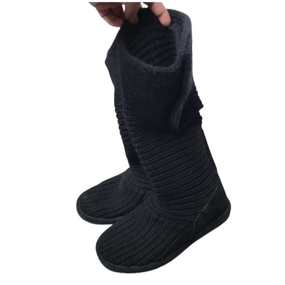 Bearpaw Knit Tall Wool/Acrylic Blend Black Boots 656W Knit Tall Women's US 7 - Picture 9 of 11
